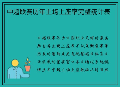 中超联赛历年主场上座率完整统计表